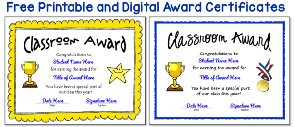 Classroom Awards Make Students Feel Special!