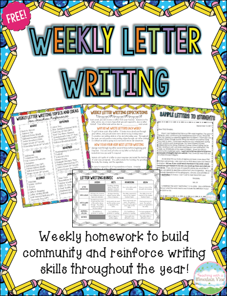 weekly letter writing homework