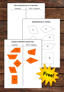 Did you know that there are THREE ways to define a trapezoid? If you're not sure which definition you're supposed to be teaching, check out this blog post from Laura Candler! You'll learn strategies for teaching kids to classify trapezoids, and the post includes a sorting freebie as well as links to additional hands-on resources for classifying quadrilaterals.