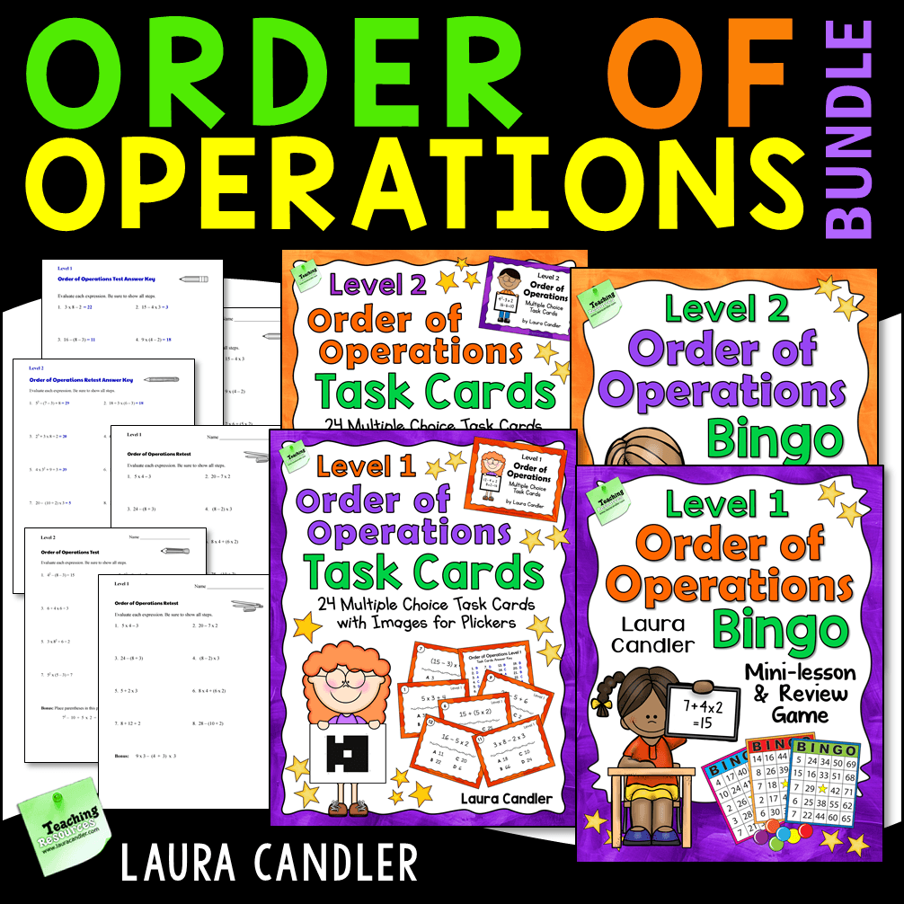 Order of Operations Games, Task Cards, and Tests Bundle