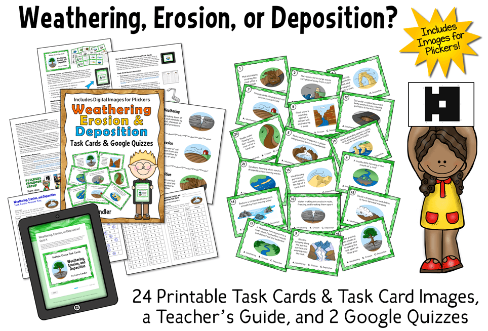 Weathering, Erosion, and Depostion task cards and teaching resources from Laura Candler