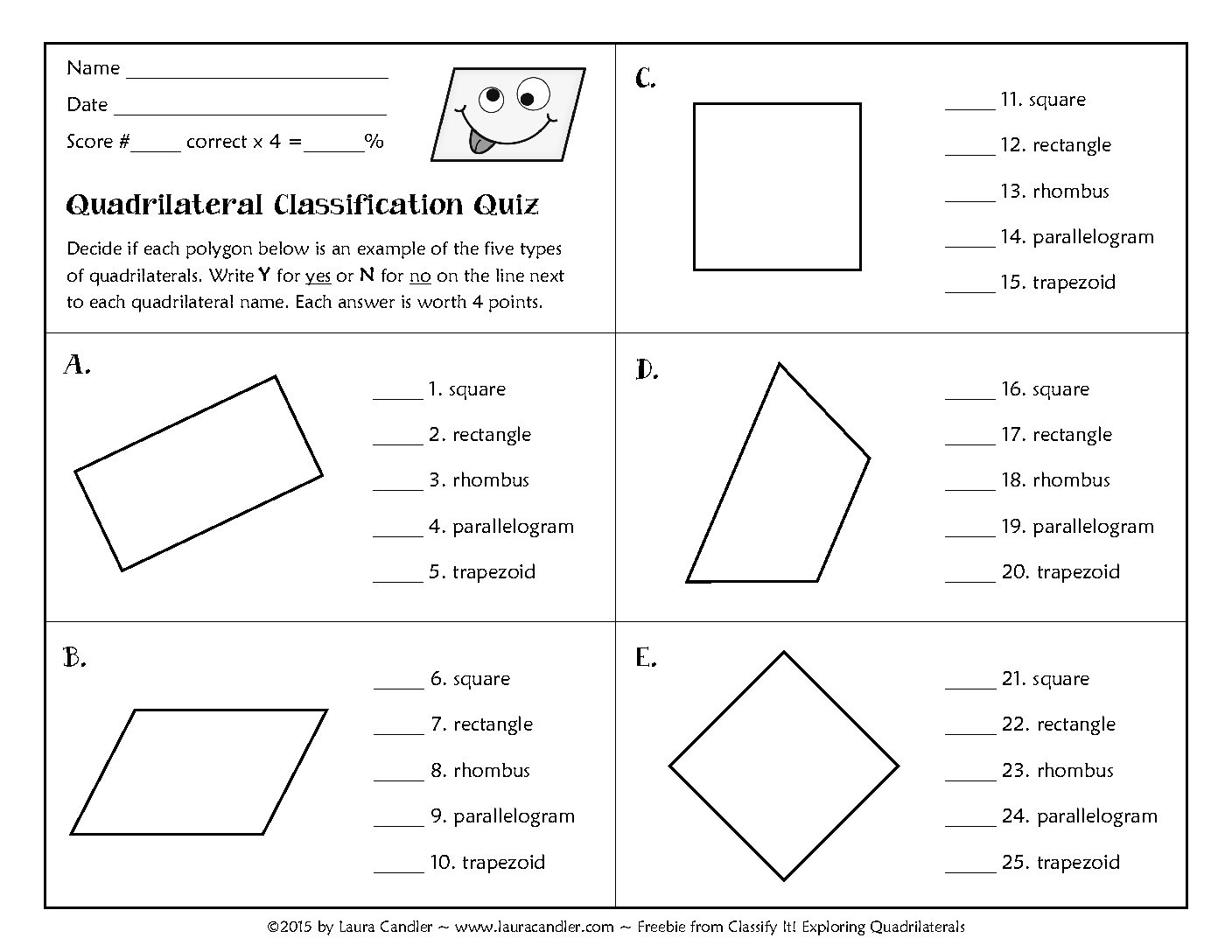 ClassifyingQuadrilateralsQuizFreebie | Laura Candler