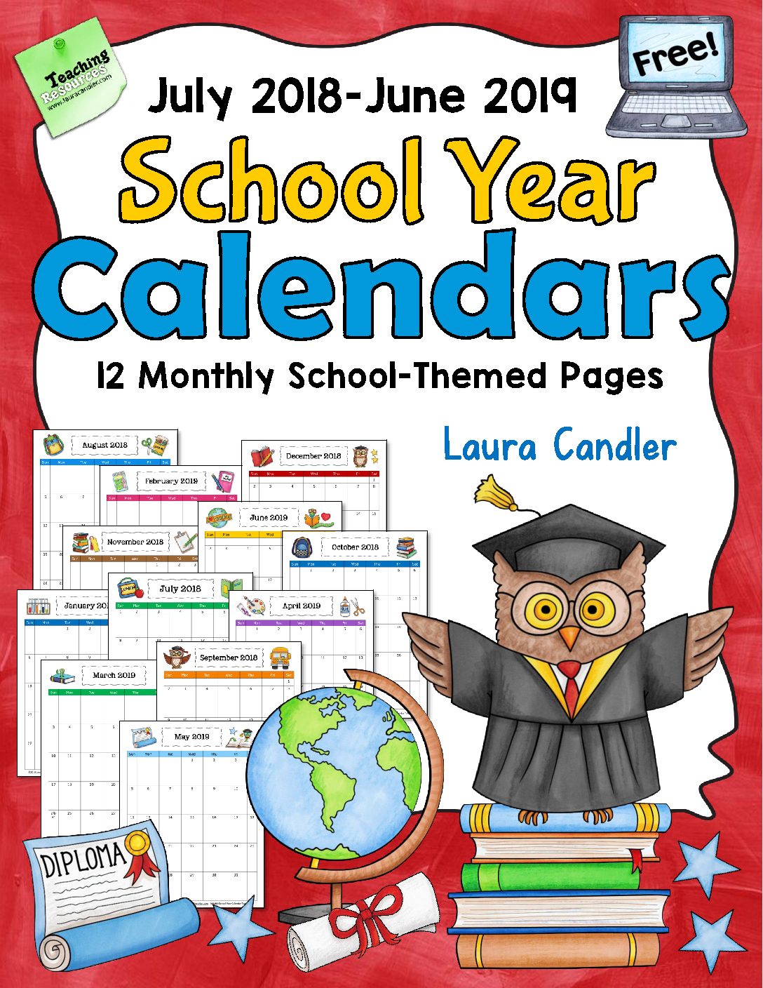 Free School Year Calendar 20182019 Laura Candler