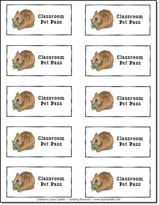 Free Classroom Pet Passes to give to students as rewards.