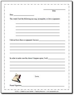 Free Missing Homework Letter! When your students don't turn in homework, have them write a letter to their parents to explain why AND what they plan to do about the problem. 