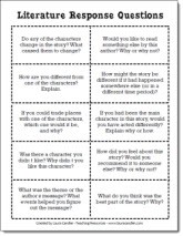 Literature Response Question Cards