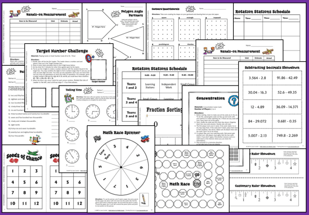 Math Stations Sample Pages