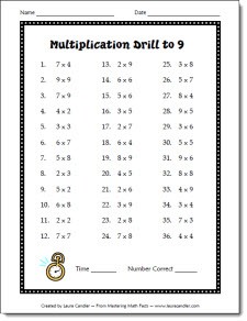 Multiplication Drill Worksheet