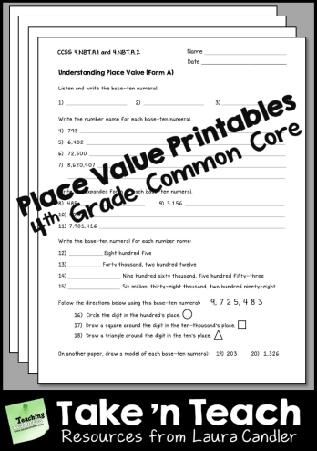 Place Value Printables - 4th Grade CCSS