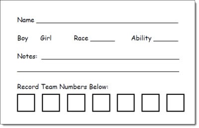 Team Formation Card