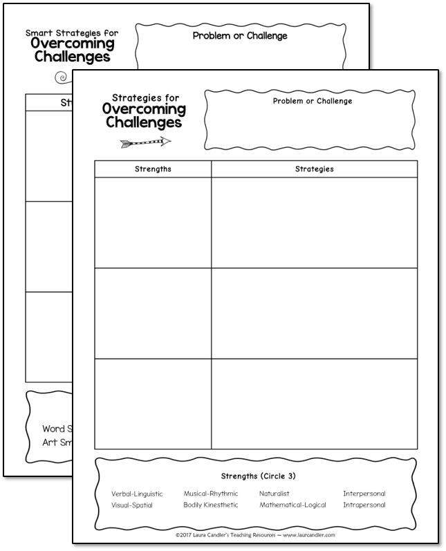 Free graphic organizer: Strategies for Overcoming Challenges. Use this MI Theory and Growth Mindset freebie to help your students discover their own strengths so they can use those skills to overcome challenges. 