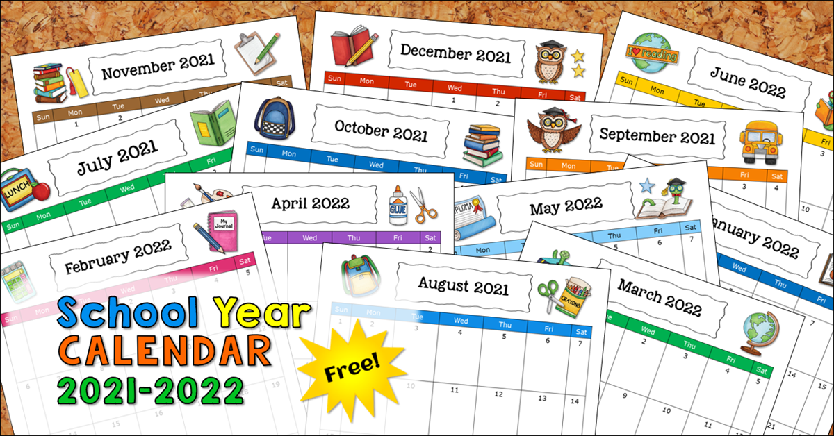 Free School Year Calendar 2021 2022