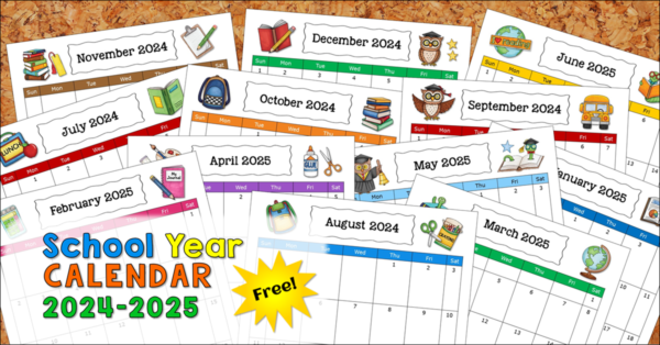 Free 2024-25 school year calendar for classroom teachers