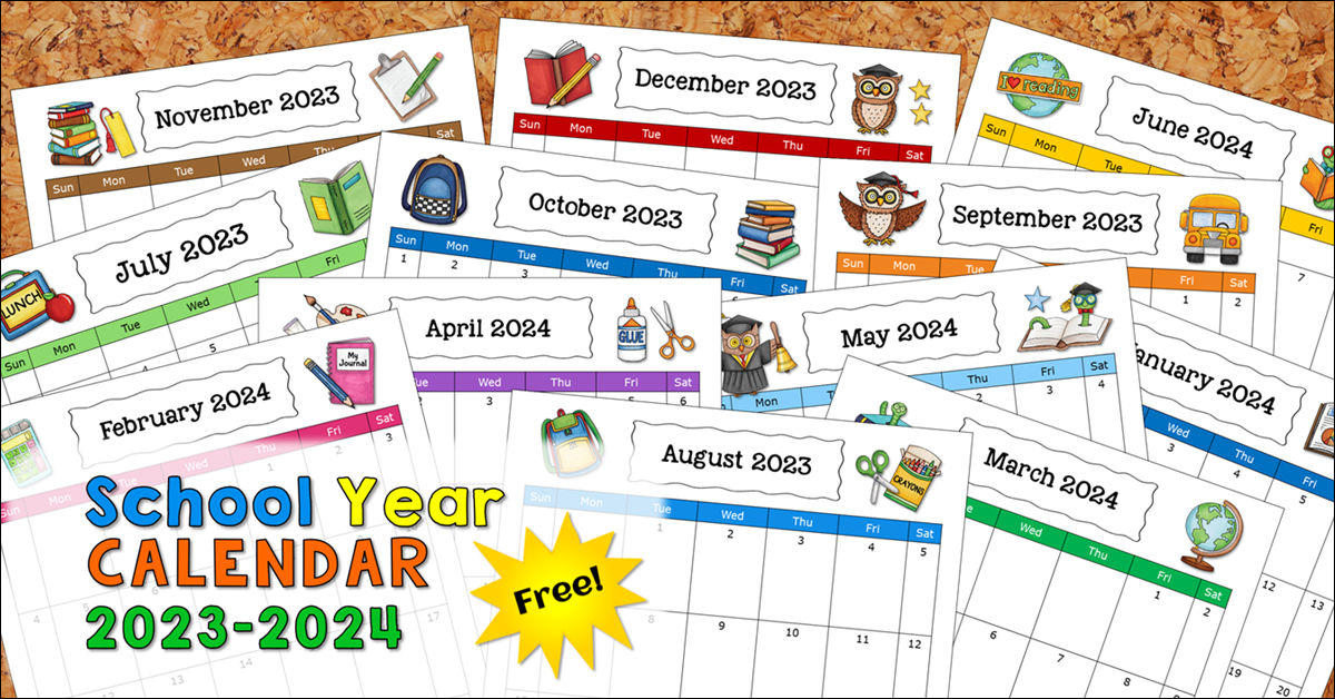 Grab your Free 2023 – 2024 School Year Calendar!