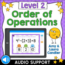 Order of Operations Level 2 Boom Cards includes 30 self-checking, interactive, digital task cards for practicing advanced order of operations computation skills. Many of the problems in this deck include parentheses and/or exponents.