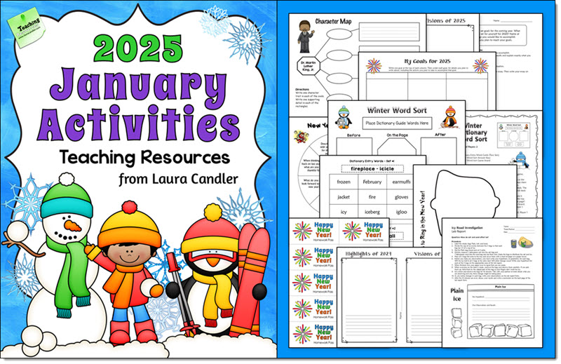 Kick off January with a bang when you use these exciting lessons with your students! This 28-page packet includes directions and over a dozen activities for January or winter including literacy, math, science, and social studies activities. Why spend hours creating your own lessons when the work has been done for you?