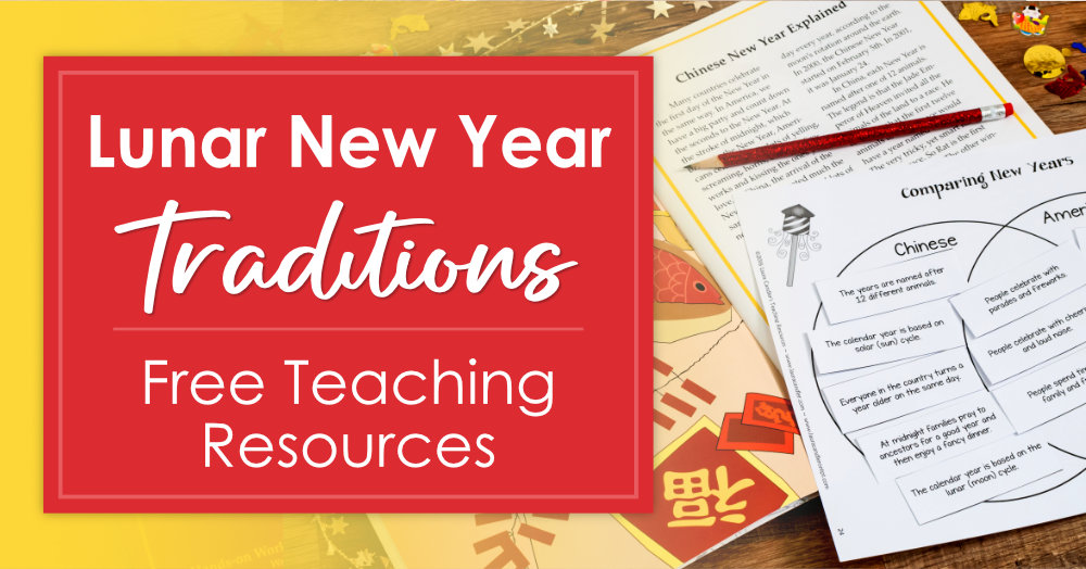 Explore free teaching resources for comparing and contrasting Lunar New Year traditions with New Year traditions in the United States and other countries.