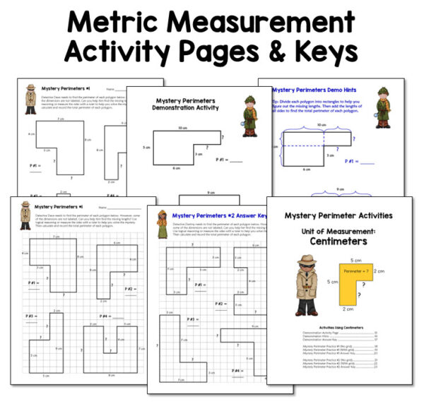 Mystery Perimeters includes a mini-lesson and several practice activities for teaching kids to find the perimeter of a polygon with unknown sides.