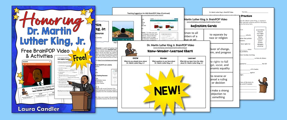 Show a free BrainPOP video about Dr. Martin Luther King, Jr. and use the resources in this post to foster meaningful discussion about the civil rights movement.